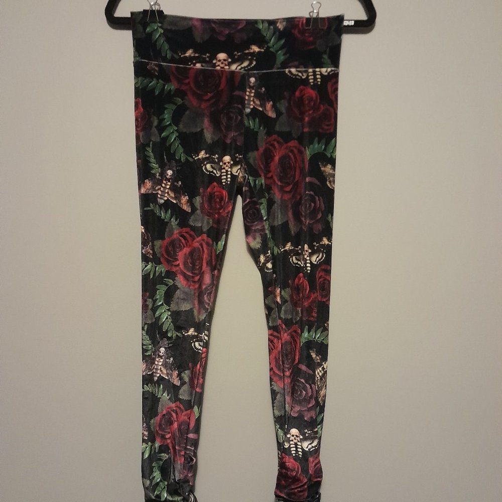 Killstar - rose skull moth leggings - size small
